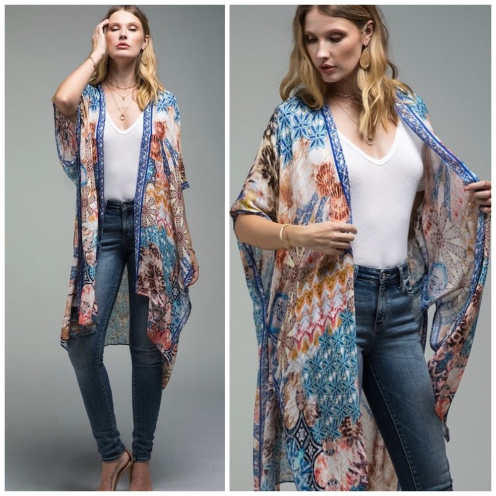 Women's Multicolor Kimono Cardigan OSFM